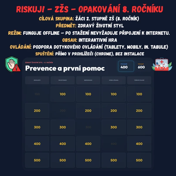 Riskuj! - Zdravý životní styl - Opakování 8. ročníku