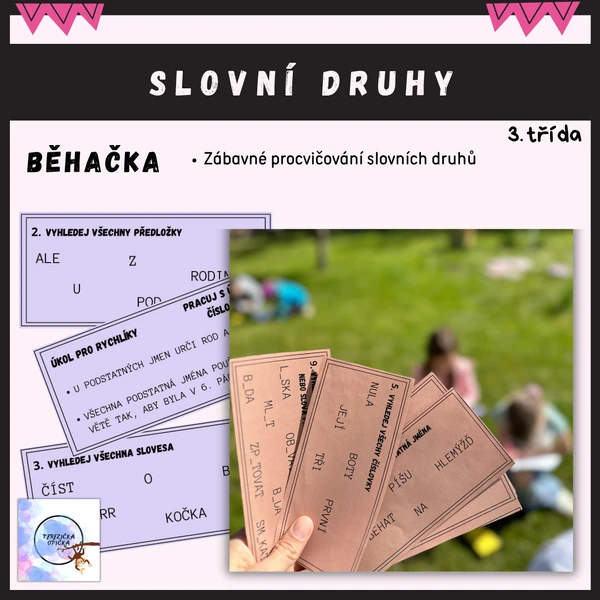 Slovní druhy - běhací diktát / běhačka