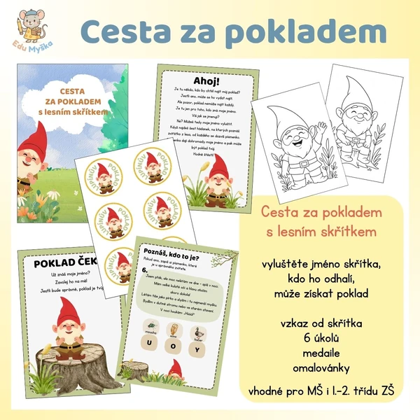 Cesta za pokladem s lesním skřítkem