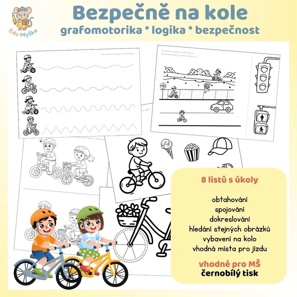 Bezpečně na kole - bezpečnost, grafomotorika, logika