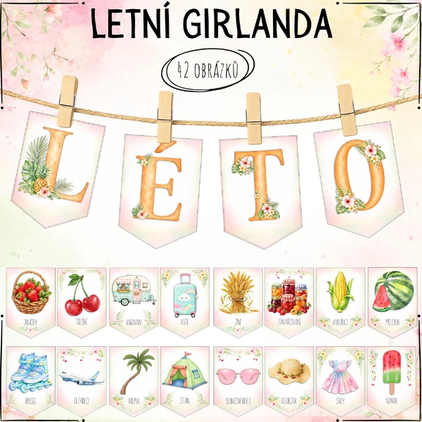 Letní girlanda – výzdoba pro děti ☀️🍉