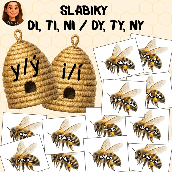 Slabiky di, ti, ni x dy, ty, ny - včelky