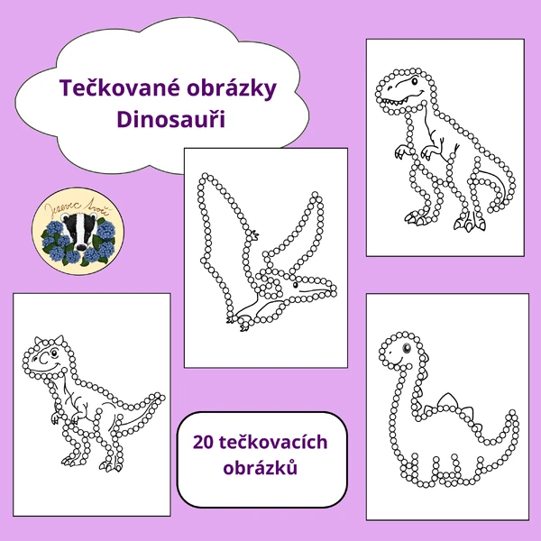 Tečkované obrázky - dinosauři 
