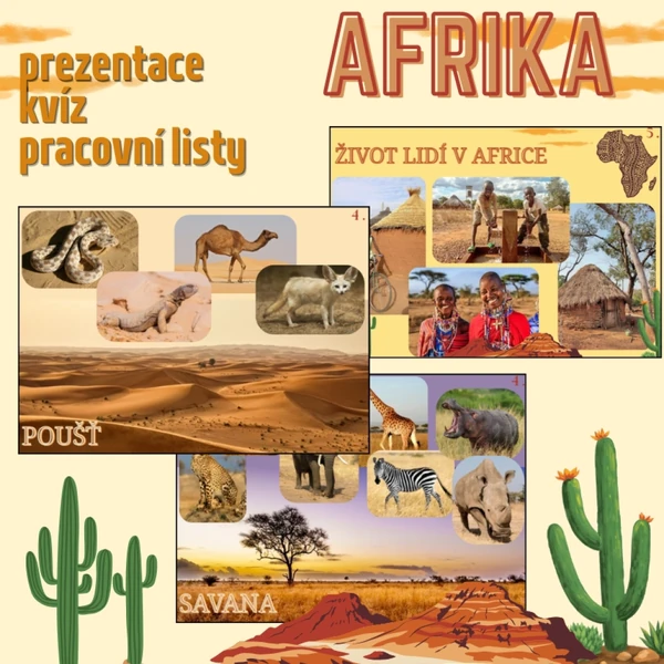 Afrika: prezentace, kvíz + pracovní listy