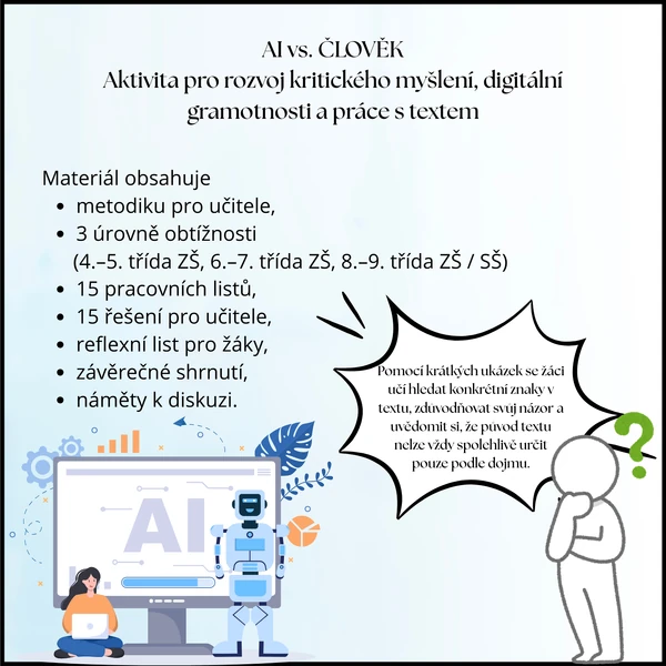 AI vs. člověk - Aktivita pro rozvoj kritického myšlení, digitální gramotnosti a práce s textem