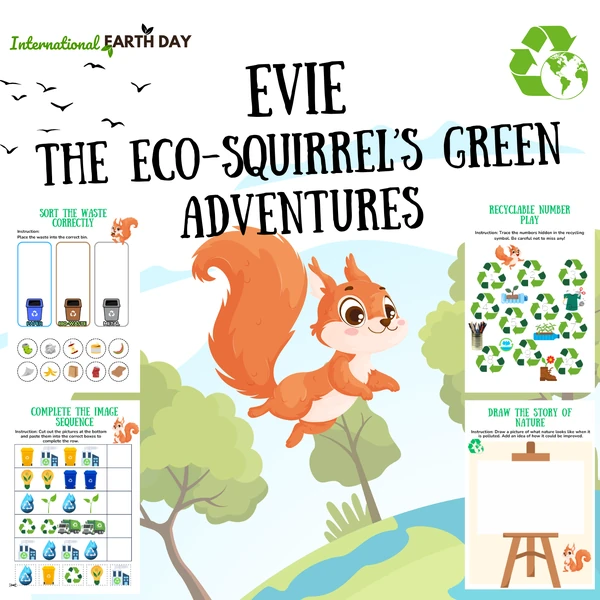 Evie the Eco-Squirrel’s Green Adventures | Earth Day & Recycling Workbook