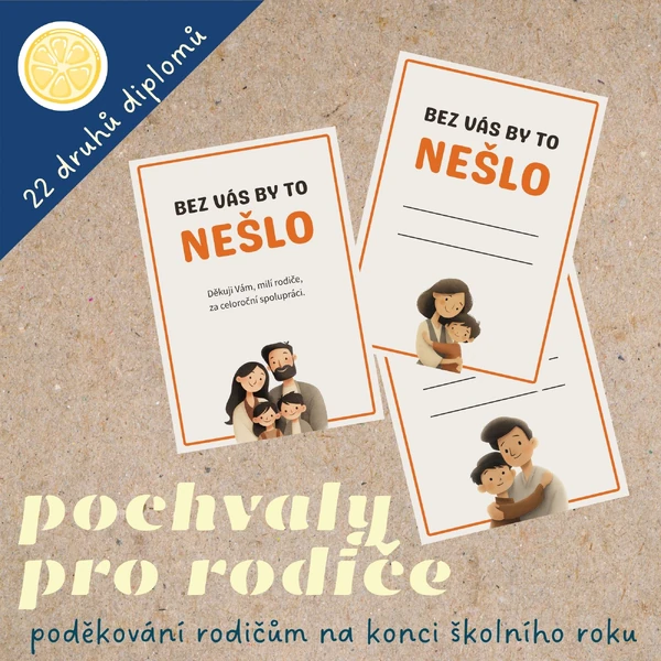POCHVALY PRO RODIČE | poděkování na konci školního roku