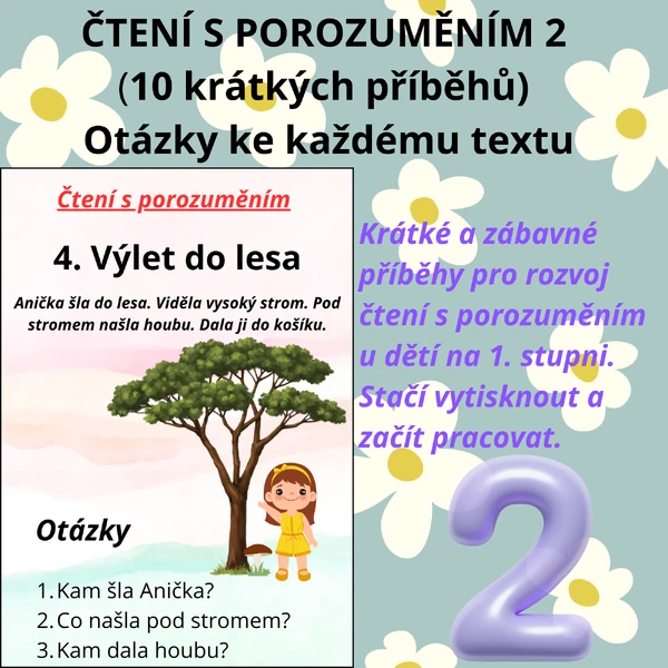 Čtení s porozuměním 2 / pro 1.–2. třídu | 10 krátkých příběhů + otázky