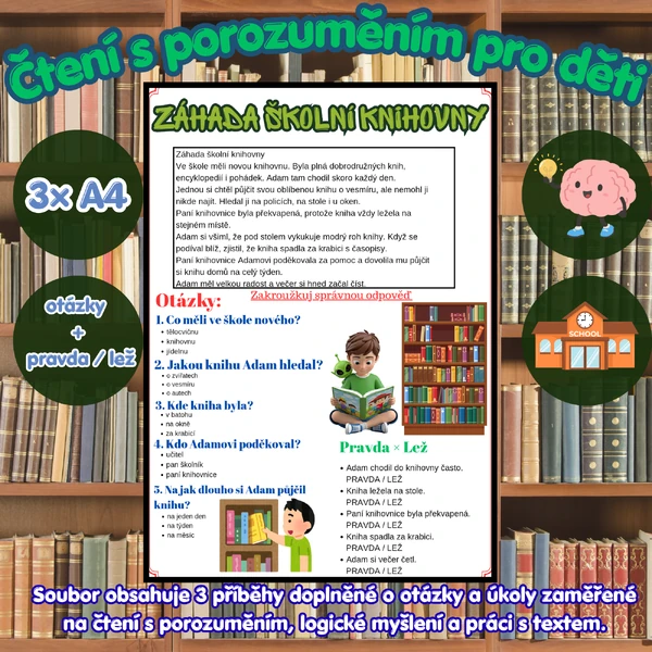 Čtení s porozuměním 2 - pro děti | 3× A4