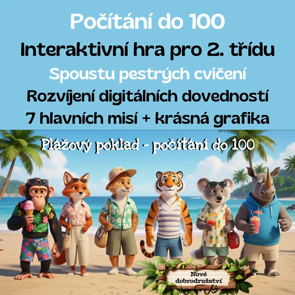 Plážový poklad - obsáhlé interaktivní počítání do 100