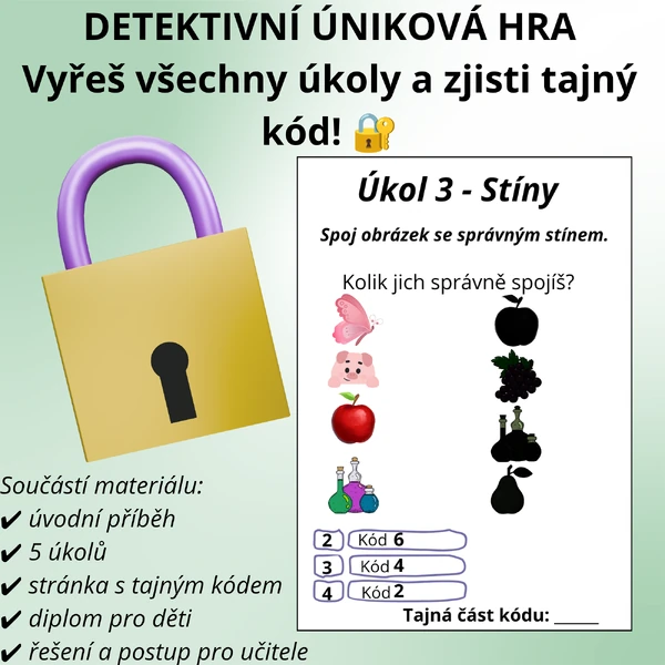 Detektivní úniková hra pro MŠ a 1. třídu 🔐