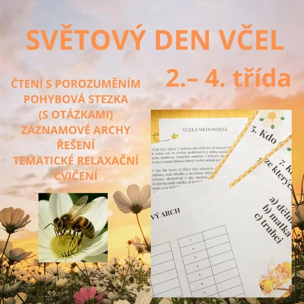 Světový den včel - čtení s porozuměním, pohybová stezka s otázkami, řešení