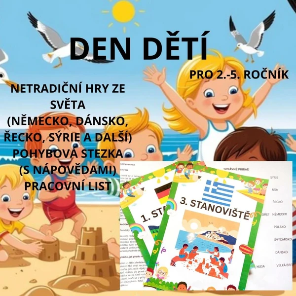 Den dětí - netradiční hry ze světa, pohybová stezka s nápovědami