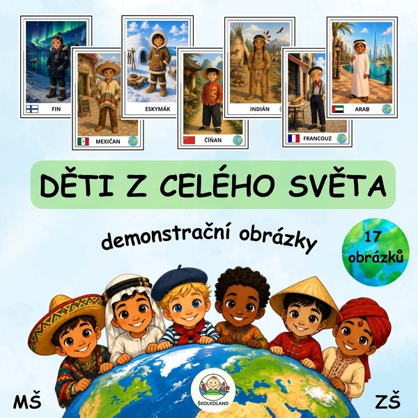 Děti z celého světa – demonstrační obrázky pro MŠ (multikulturní výchova, den dětí)