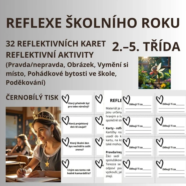 Reflexe školního roku - sada karet a aktivity vhodné na konec školního roku