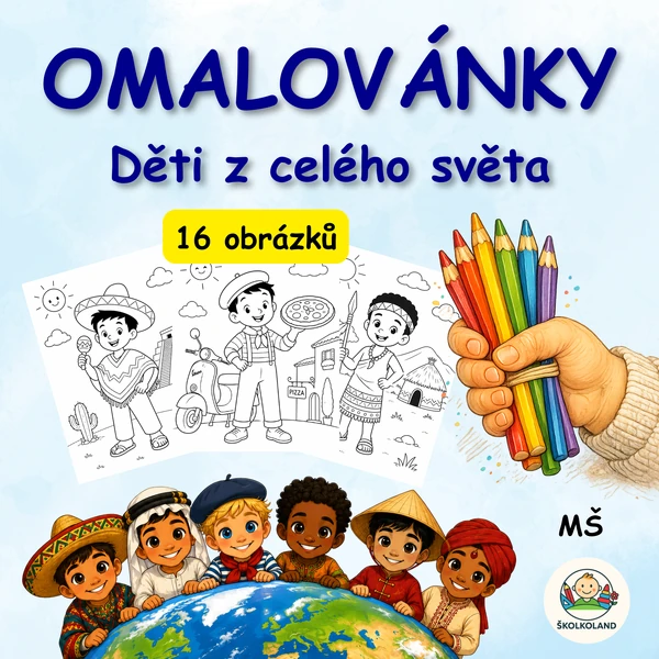 Omalovánky Děti z celého světa – MŠ, ZŠ, multikulturní výchova, den dětí (16 obrázků)