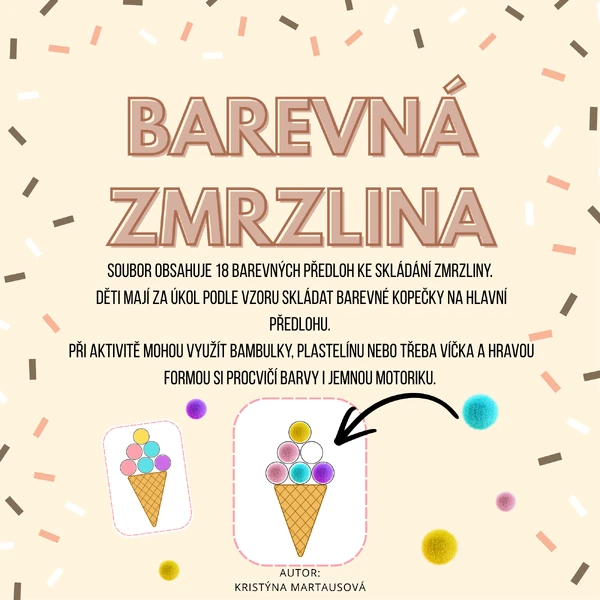 BAREVNÁ ZMRZLINA – skládání podle předlohy