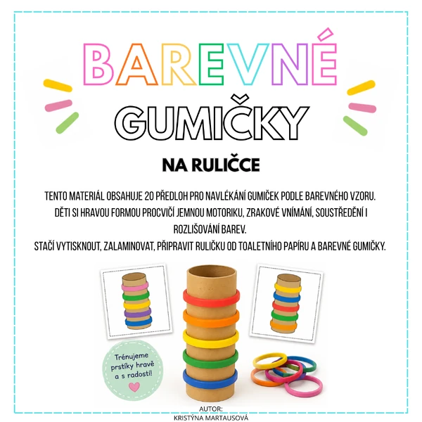 Barevné gumičky na ruličce – 20 předloh k navlékání