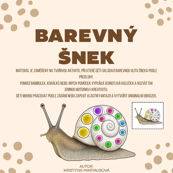 🐌 Barevný šnek - tvořivá sada pro MŠ 🐌