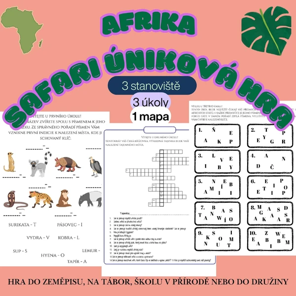 Afrika, Safari - hra na tábor, do družiny nebo jako oddechovka do hodiny zeměpisu