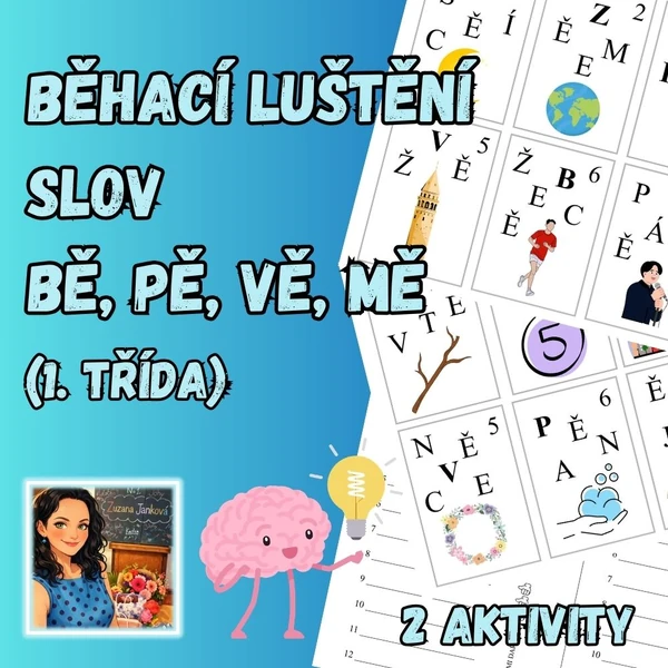 Běhací luštění slov - bě, pě, vě, mě
