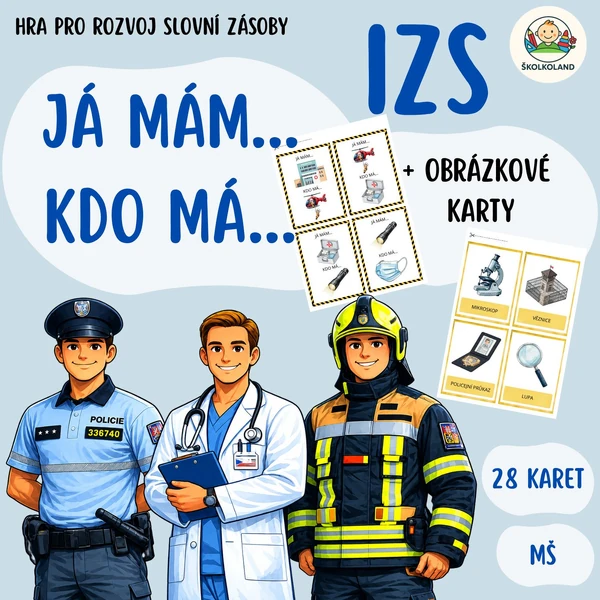 Já mám, kdo má - logo hra + obrázkové karty (Integrovaný záchranný systém, IZS, bezpečnost, MŠ)