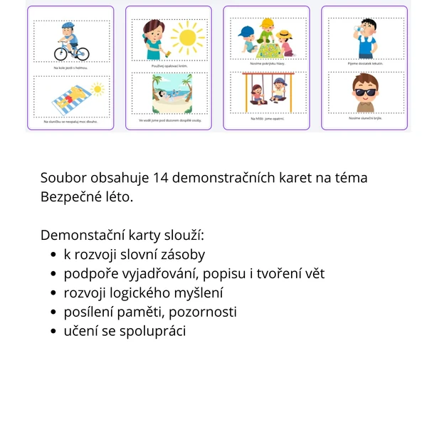 Bezpečné prázdniny - demonstrační karty
