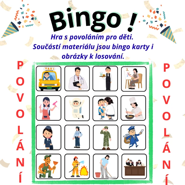 Bingo – povolání pro děti | 20 bingo karet