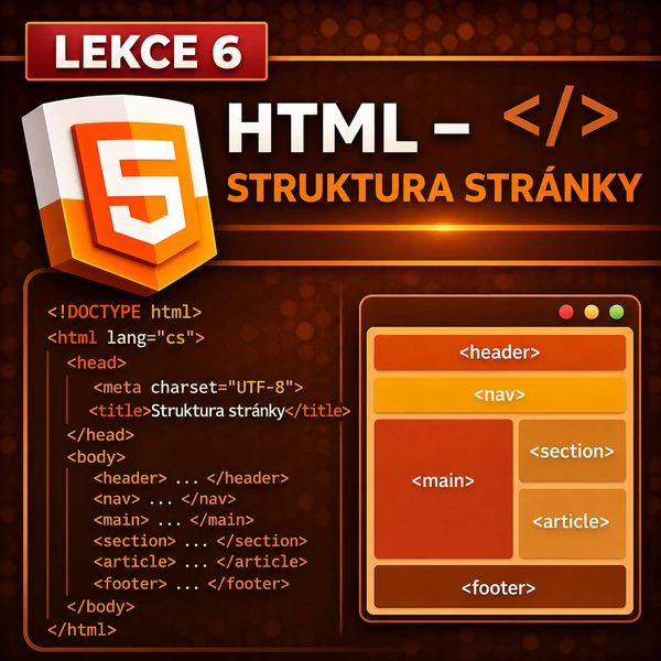 HTML - Struktura stránky, sémantické značky (Lekce 6)