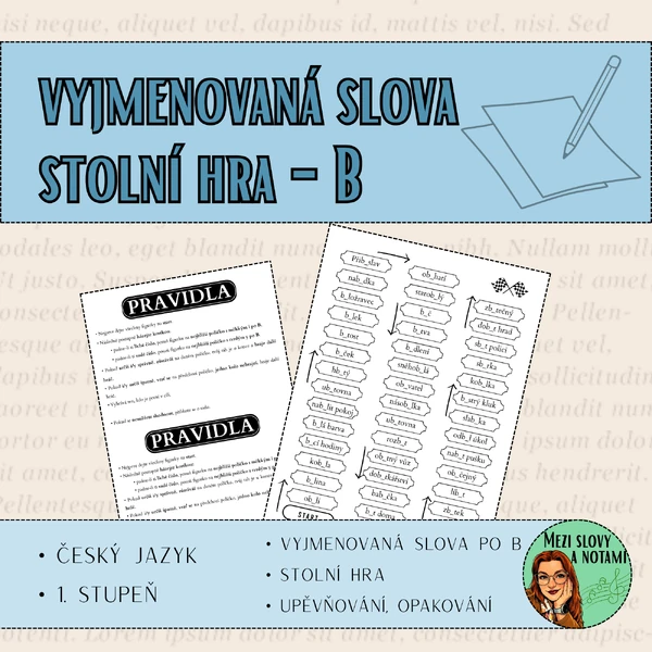 Stolní hra – vyjmenovaná slova po B