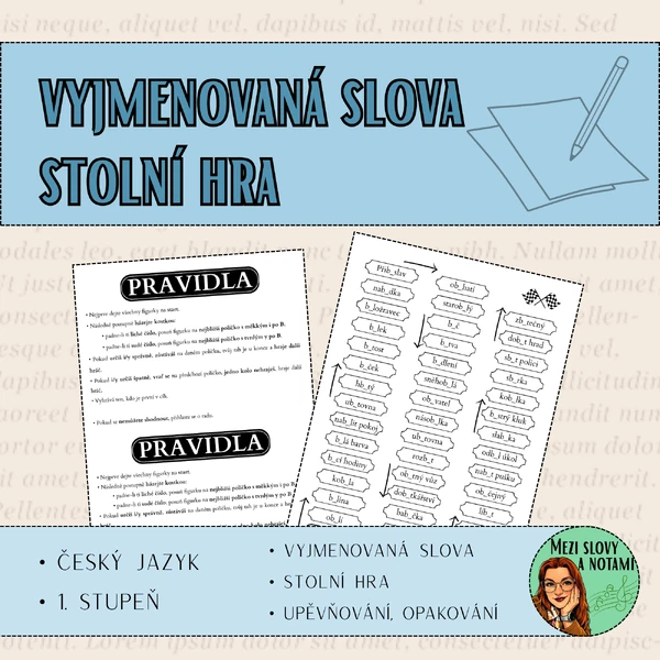 Stolní hry – vyjmenovaná slova po B, L, M, P, S, V