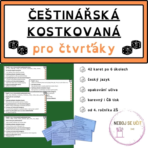 Češtinářská kostkovaná pro čtvrťáky