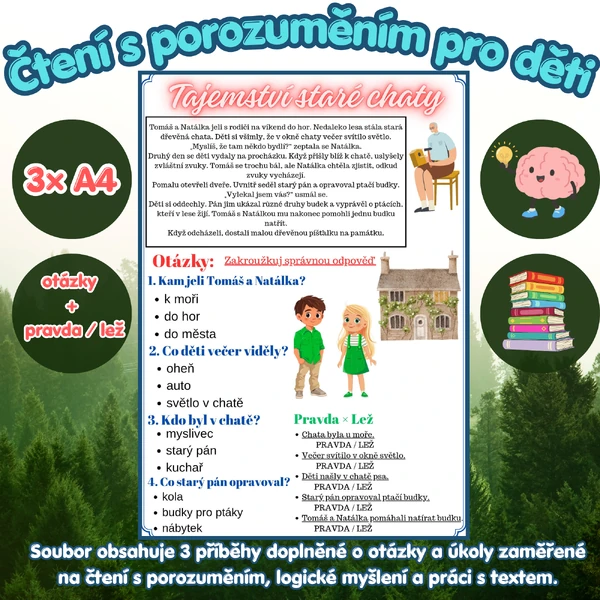 Čtení s porozuměním pro děti | 3× A4