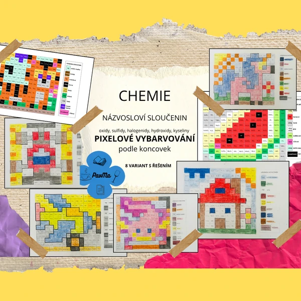 Názvosloví sloučenin (i kyseliny): pixelové vybarvování - zábavná chemie