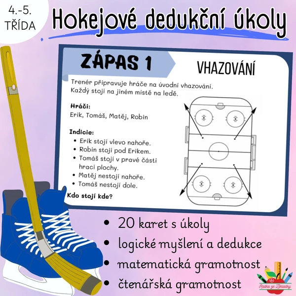 Hokejové dedukční úkoly - logické myšlení, práce s informacemi