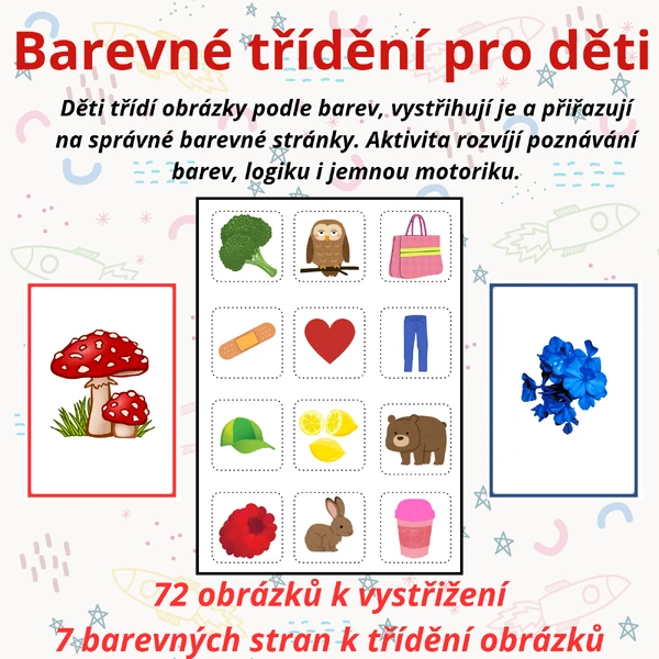 🌈 Barevné třídění pro děti | 72 obrázků |