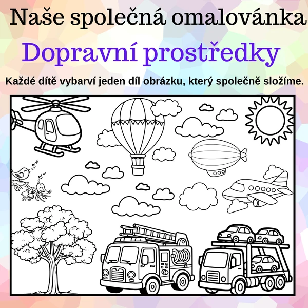 Dopravní prostředky – velká společná omalovánka (2, 8 a 18 dílů)