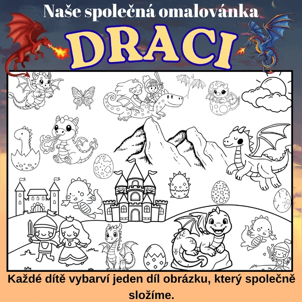 Mega omalovánka – Draci 2,8 a 18 částí 🐉✨