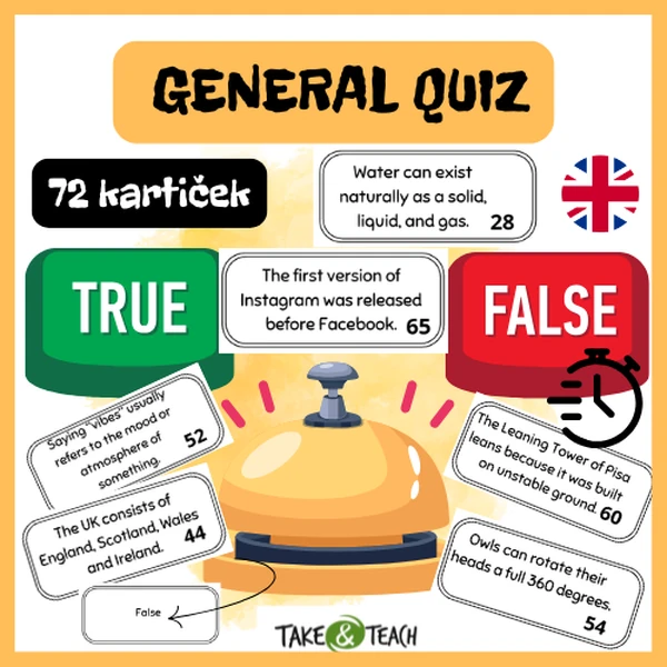 VŠEOBECNÝ KVÍZ - QUIZ - TRUE OR FALSE