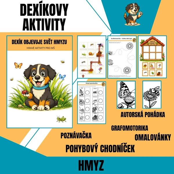 Dexík objevuje svět hmyzu – hravé aktivity pro MŠ | grafomotorika, Bee-Bot, pohádka, hmyzí hotel