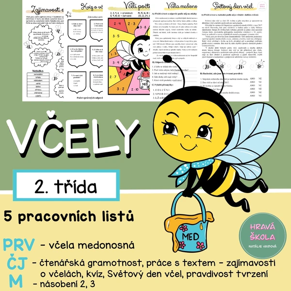 VČELY - 5 PL - ČJ, M, PRV - 2. TŘÍDA + řešení