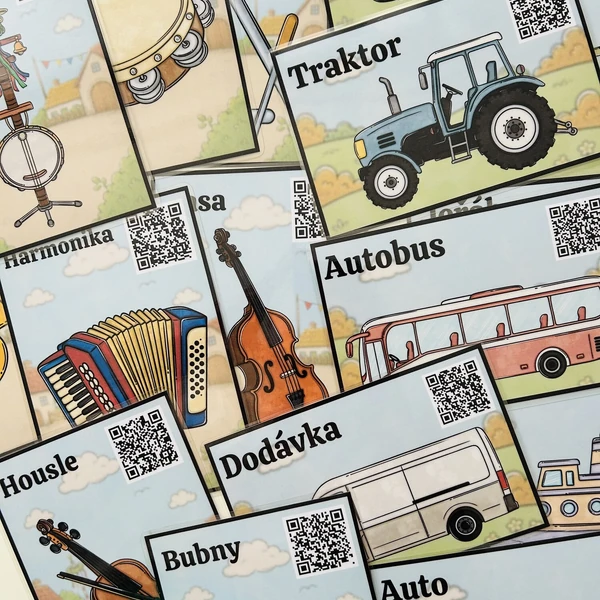 Demonstrační a zvukové karty - Hudební nástroje a dopravní prostředky
