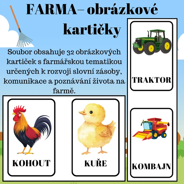 Obrázkové kartičky – Farma | 32 kartiček pro děti