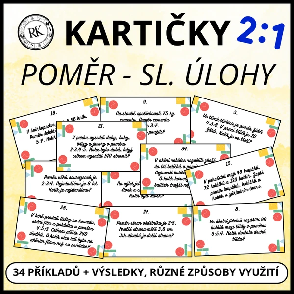 Poměr (slovní úlohy) - Kartičky