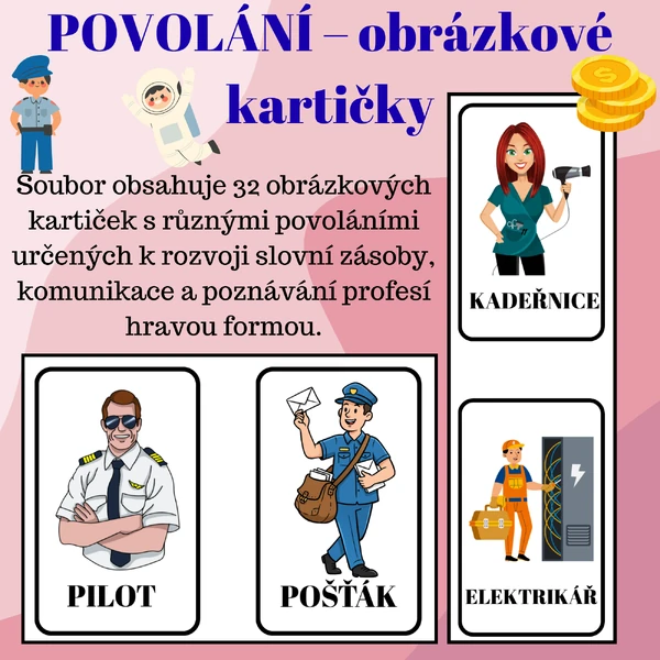 Obrázkové kartičky – Povolání | 32 kartiček pro děti