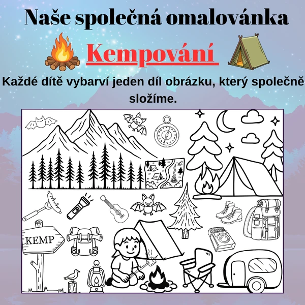 Mega omalovánky – Kempování | 2, 8 a 18 částí