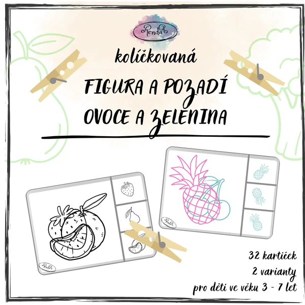 Kolíčkovaná - Figura a pozadí (Ovoce a zelenina)
