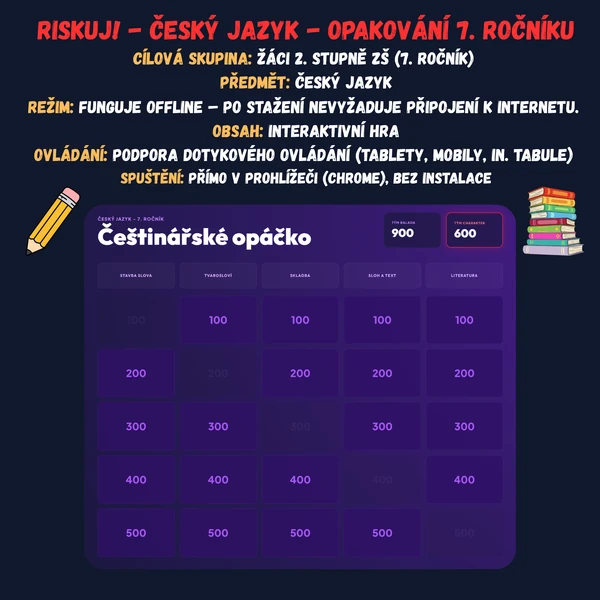 Riskuj! - Český jazyk - Opakování 7. ročníku