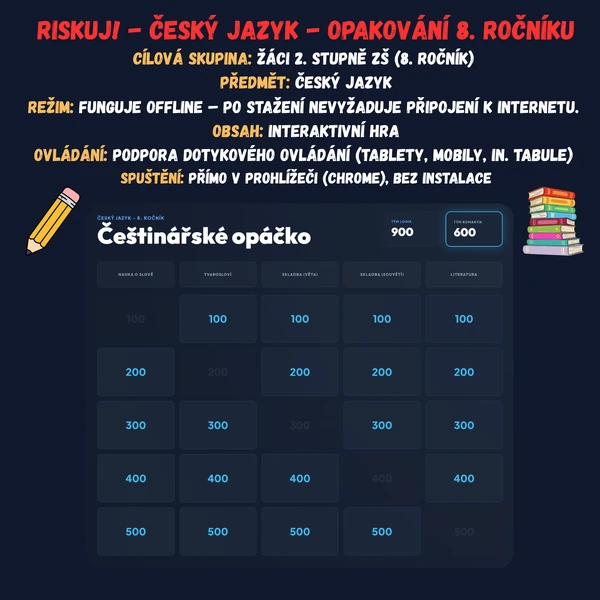 Riskuj! - Český jazyk - Opakování 8. ročníku