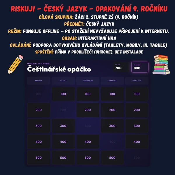 Riskuj! - Český jazyk - Opakování 9. ročníku